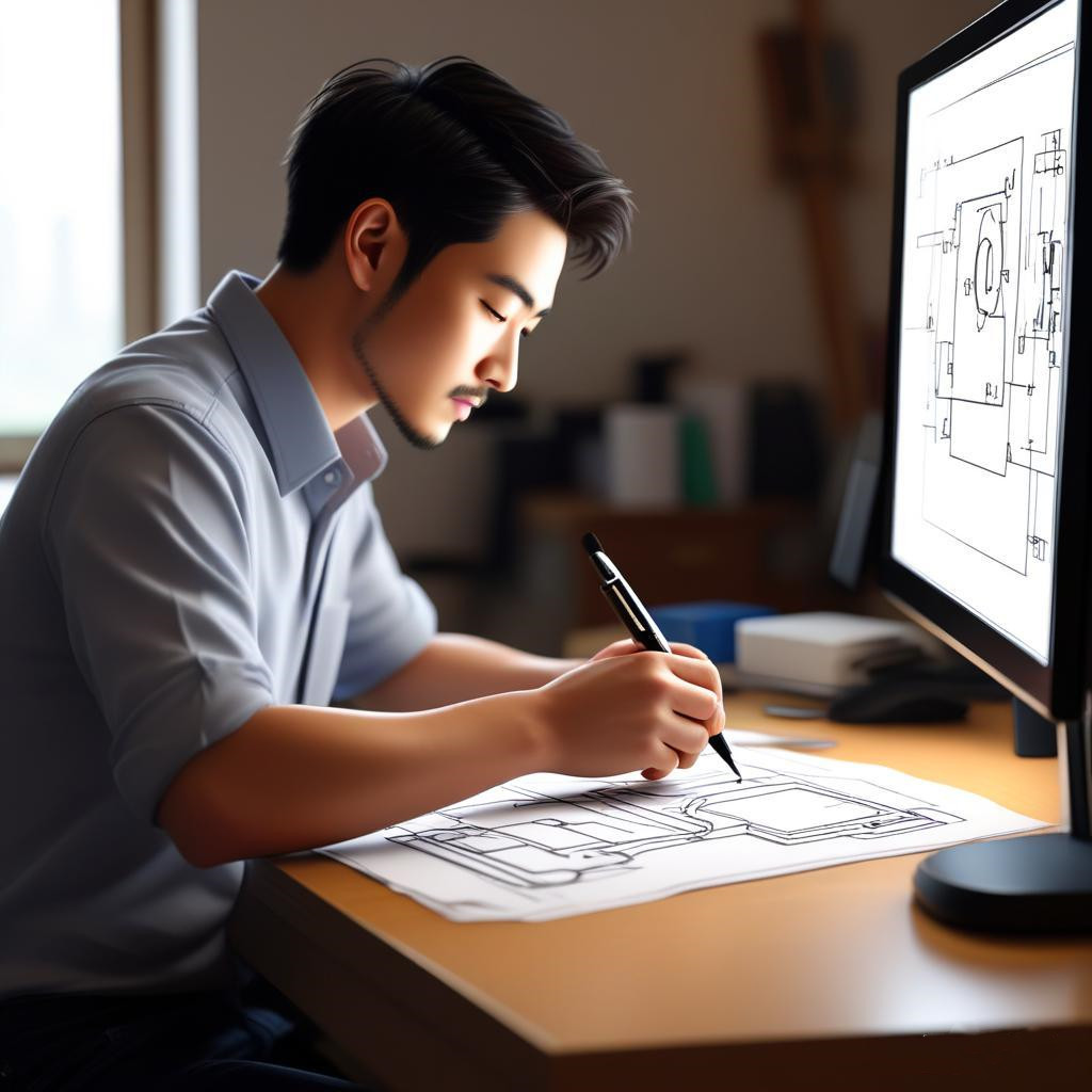 Engineer creating custom promotional product design