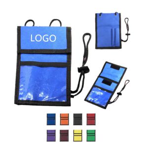custom travel neck wallet foldable passport holder pouch lanyard ID card holder for travel personalized neck wallet with logo multi-compartment document holder lightweight neck pouch for events bulk custom travel accessories
