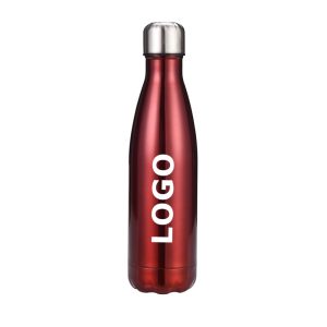 red stainless steel custom water bottle with logo printing area