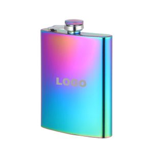 Electroplated hip flask with laser engraved logo