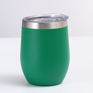 green insulated wine tumbler with lid