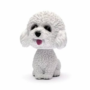 white teddy dog bobblehead car dashboard decoration
