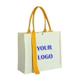 custom canvas tote bag with logo front view