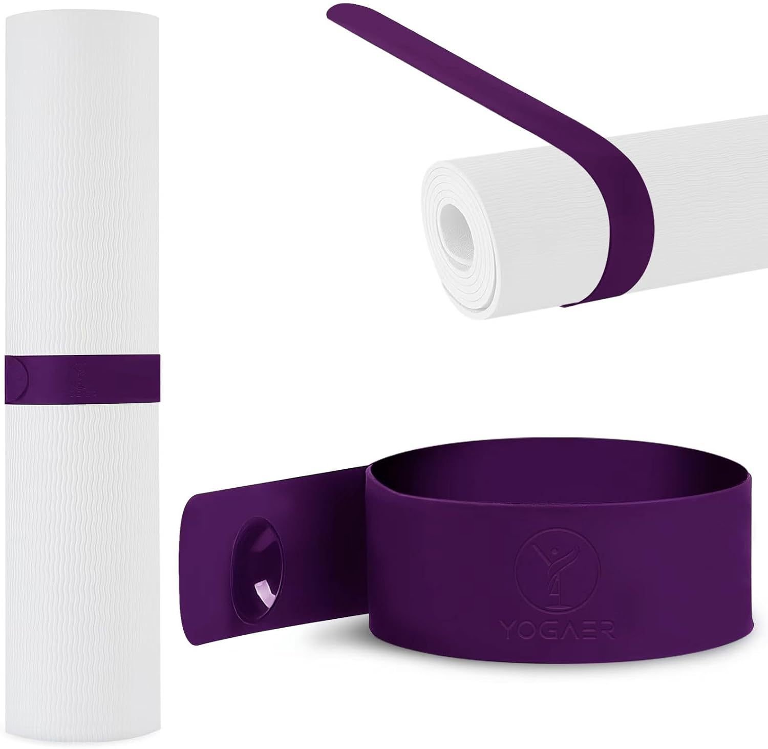 Silicone yoga mat band for rolled mat storage