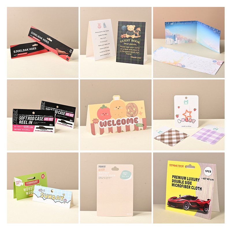 Custom printed packaging cards in different shapes